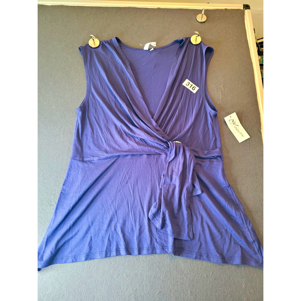 MC Collection Womens L Purple Sleeveless V-Neck Wrap Top Jersey Stretch Ring